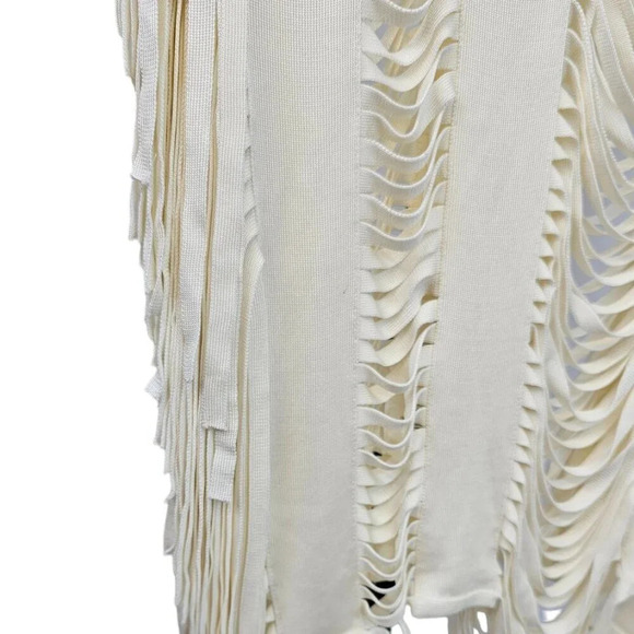 Herve  Leger Womens Bregi Swim Cover Up Dress Size XS/S Alabaster Fringe Draped - Picture 9 of 11